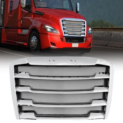 Grelha de grelha cromada com tela de bug compatível com Freightliner Cascadia 2018-24 - Imagem 1 de 4