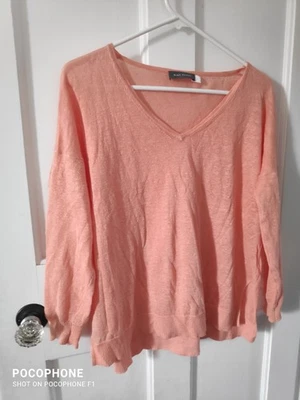 MINT VELVET tangerine orange  JUMPER, v neck , SIZE 6 linen  - Image 1 of 3