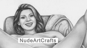 Frau auf dem Stuhl Original Kunst Handzeichnung #357 Figurative Kunst 12x8 Zoll - Bild 1 von 2