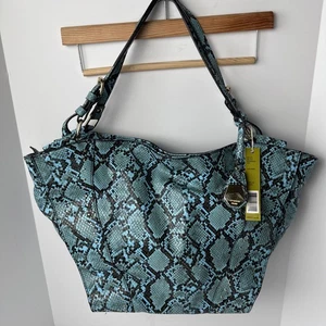 Gianni Bini große Handtasche türkis Schlangenmuster Handtasche neu mit Etikett - Bild 1 von 13