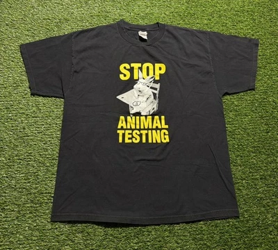 Camiseta Divertida De Colección Negra Talla XL Stop Animal Testing  Foto 1 de 4