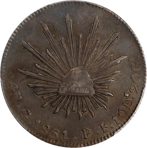 Mexico: Republic 4 Reales 1861/51-Go PF Guanojuato. Overdate. PCGS XF-45. Rare - Picture 1 of 6