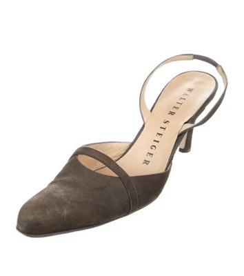 Bombas Walter Steiger marrom camurça slingback SKU: STI25877 - Imagem 1 de 4