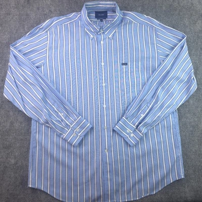 Camisa Faconnable 2XL Clásica Azul Blanco Vertical Rayas Manga Larga Con Botones Foto 1 de 4