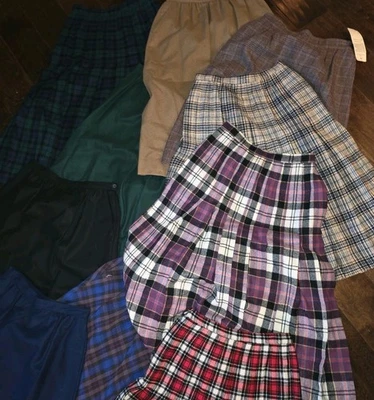 Reseller Lot 10 Vtg. Pendelton Skirts Wool Sz 6 8 9 Plaid Solid Multicolor USA - Image 1 of 4