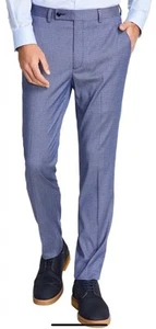 New Men's Ben Sherman Skinny Fit Blue Check Stretch Suit Dress Pants 32 x 32 - Picture 1 of 6