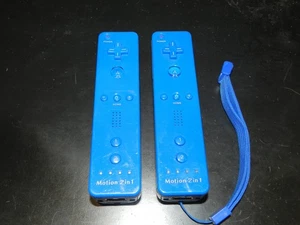 Lot of 2 Dark Blue 2 in 1 Motion Plus Remote Controller Nintendo Wii & Wii U - Picture 1 of 2