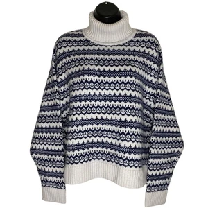 Jumper 1234 Sweater Womens M 2 Turtleneck Fair Isle Cashmere Wool Oversized Boxy - Picture 1 of 13