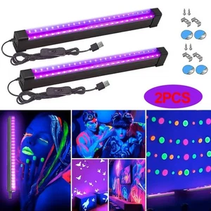 2PCS UV Black Light Bar Fixtures Ultraviolet Lamp Strip US Plug DJ Party Club - Picture 1 of 11