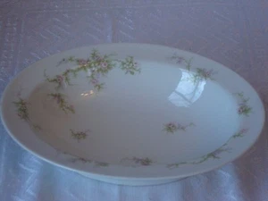 Theo Haviland H504 Pink Purple Flowers Oval Veg Bowl Limoges - Picture 1 of 1