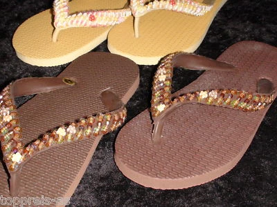 EXCLUSIV BADELATSCHEN SANDALEN Glitzer 32 34 35 36 37 38 39 40 41 Damen Mädchen - Bild 1 von 2