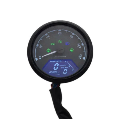 Motorcycle LCD Screen Digital  Speedometer 12000RPM 8-18V Gear Tachometer Gauge - Image 1 of 4