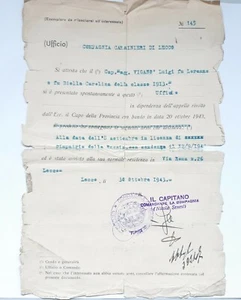 R.S.I Documento di rimpatrio dalla Russia Ufficio Compagnia Carabinieri di Lecco - Picture 1 of 2