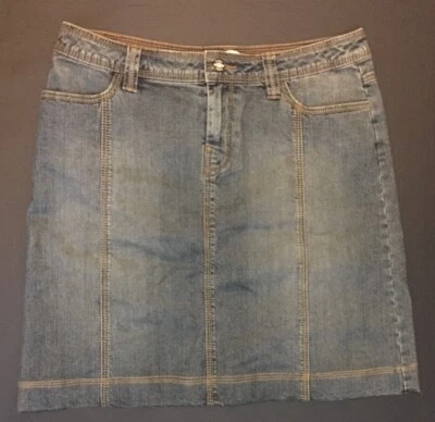 "Falda lápiz vaquera CAbi hasta la rodilla naranja costuras talla 8 cintura: 34""" Foto 1 de 4