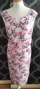 GEORGE Pink Cream & Burgundy Floral Print Linen Mix Dress Size 20 - Picture 1 of 5