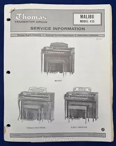 Original Thomas Organ Service Manual / Malibu 435 -- #2 - Picture 1 of 1