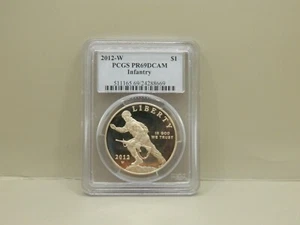 2012-W INFANTRY SILVER PROOF COMMEMORATIVE DOLLAR PCGS PR69DCAM - Picture 1 of 4