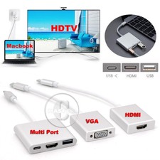 USB-C VGA HDMI AV LED HD TV MULTIPORT ADAPTER OUTPUT to NEW MACBOOK PRO AIR iPAD
