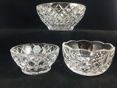 Vtg Lenox Fine Crystal Bowls Diamond Point Lattice 5” Snack Candy Nut Dish 3pc - Image 1 of 4
