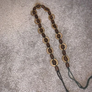 Vintage Belt Wooden Beads Boho Hippie Brown Tie On Belt. 46 Inch Total Length. - Picture 1 of 8