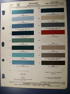 1963 Dodge Dart 330 440 880 Custom 880 Polara 500 PPG auto paint chips set - Picture 1 of 1