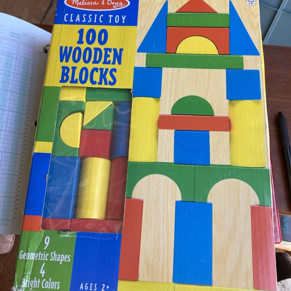 100 Piece Melissa & Doug Wooden Building Blocks Toy Set Classic Toys Kids New - Image 1 of 1