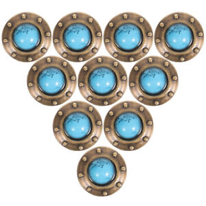 10 Retro Turquoise Big Eye Carving Concho Buttons Metal Castings