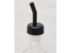 1 DOCENA de vertidos de botellas de licor de flujo de whisk negros no medidos - Imagen 1 de 4