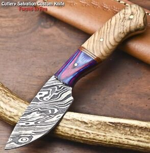 Cutlery Salvation Handmade Damascus Skinning Blade Camping Full Tang Sport Knife