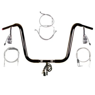 Kit de manillar precableado 1 1/4" negro 14" Harley-Davidson Road Glide 2007 con crucero Foto 1 de 2