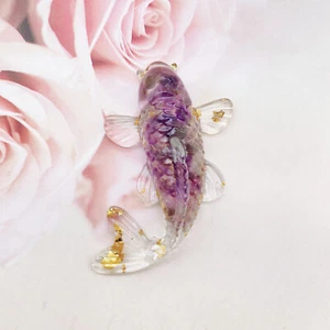 5pc Natural Amethyst Fish Carving Carp Resin Crystal Quartz Healing Decorate - Picture 1 of 6