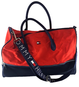 Tommy Hilfiger Duffel Bag Travel Gym Weekender Designer Logo Adjustable Strap