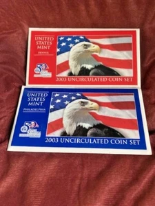 2003 US Uncirculated Coin Proof Set~Mint~Denver & Philadelphia~10 Coins Each - Picture 1 of 3