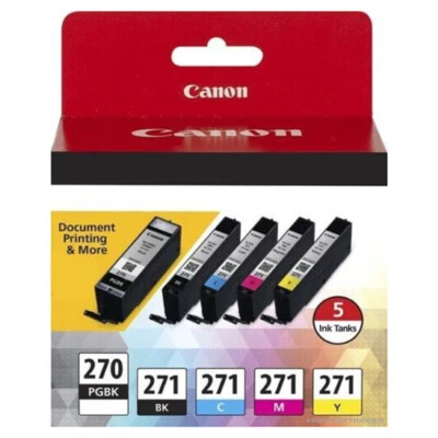 Genuine Canon PGI-270 BK CLI-271 B/C/M/Y Color Ink Cartridges 5 Pack Setup New - Image 1 of 4