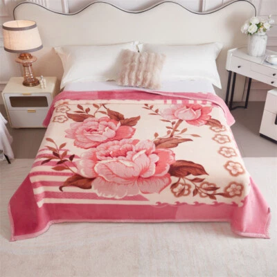 100% Pure Wool Blanket Warm Quilt Cashmere Jacquard Blanket Bed Cover Bedspread - Image 1 of 4