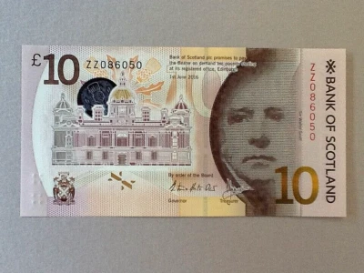 Scotland 10 Pounds P-131 2016  ZZ Prefix Replacement Note - Image 1 of 2