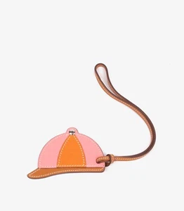 Hermès Naturel, Sable, Rose D'été & Abricot Swift Leather Paddock Bombe Charm - Picture 1 of 3
