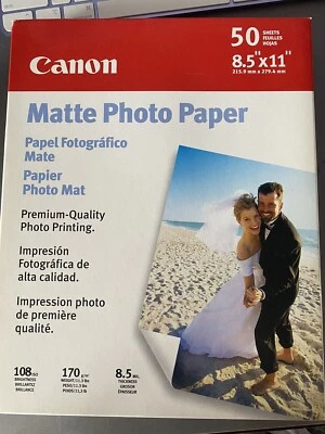 Canon Matte Photo Paper, 8.5 x 11 In 50 sheets NEW sealed - Image 1 of 2