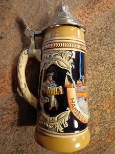 Steinkrug Bierkrug mit Zinndeckel, Hamburg Tor zur Welt (SteinZ11) - Bild 1 von 5