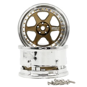 DS Racing Drift Element II 6 Spoke Rim Bronze Chrome Lip w/ Gold Rivets #DE-222 - Picture 1 of 2