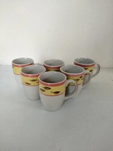 6er Set Phillippe Richard Country View Hahn Becher/Tasse Vintage Volkskunst Keramik - Bild 1 von 7