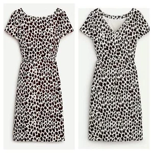 J. Crew V-back Dress in Giraffe Print Bi Stretch Cotton size 14 c10 - Picture 1 of 8