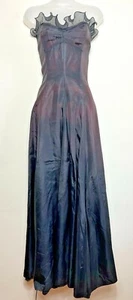Vintage Vogue Paris Original Damen Kleid Gown Black Cherry Atlas Satin Gr. XS-S A1K - Bild 1 von 12