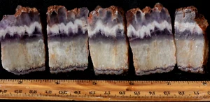 J28 ~ 4.3 oz 5 pc Slabs of Chevron Amethyst Agate ~ Mexico - Picture 1 of 9