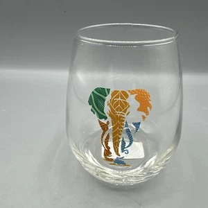 Stemless Clear Wine Glass Colorful Abstract Elephant Unique Barware 4.25" NEW - Picture 1 of 6