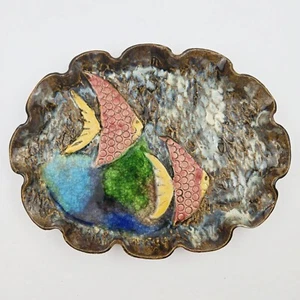 Studio Pottery Fish Serving Platter Glass Hand Made Trinket Dish Plate Glazed - Picture 1 of 10