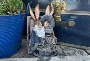 Family of Rabbit interior design toys for home decor on special wood stand - Picture 1 of 5