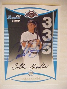 CALEB GINDL signed BREWERS 2008 Bowman Prospect baseball card AUTO Autographed