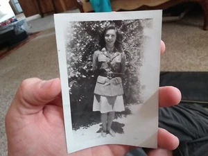 Lot 6 Vintage 1946 Snapshot Photos "Young Woman ROTC Uniform" Americana History - Picture 1 of 3