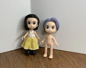 "Juego de 2 muñecas de acción de 3,5"" anime manga pelo púrpura niño y niña pelo negro" - Imagen 1 de 6